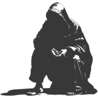 AI generated Silhouette beggar black color only full body png