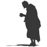 AI generated Silhouette beggar black color only full body png