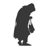 AI generated Silhouette beggar black color only full body png