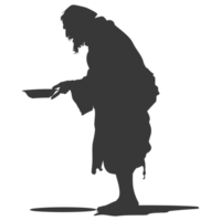 AI generated Silhouette beggar black color only full body png