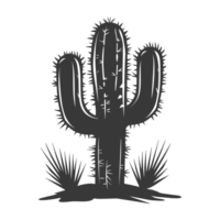 ai généré silhouette cactus plante noir Couleur seulement png