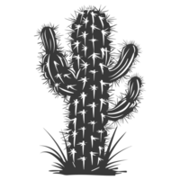 AI generated Silhouette cactus plant black color only png