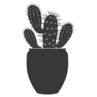 AI generated Silhouette cactus plant in the vase black color only png