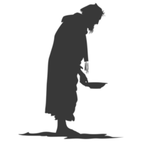 AI generated Silhouette beggar black color only full body png