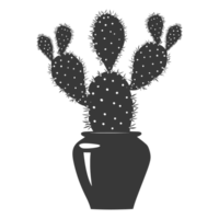 ai generato silhouette cactus pianta nel il vaso nero colore solo png