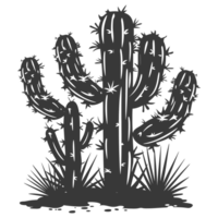 AI generated Silhouette cactus plant black color only png