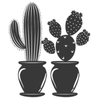 AI generated Silhouette cactus plant in the vase black color only png