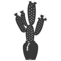 AI generated Silhouette cactus plant in the vase black color only png