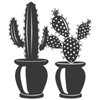 AI generated Silhouette cactus plant in the vase black color only png