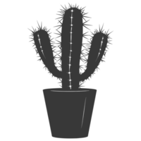 AI generated Silhouette cactus plant in the vase black color only png