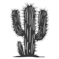 ai généré silhouette cactus plante noir Couleur seulement png