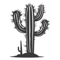 ai généré silhouette cactus plante noir Couleur seulement png