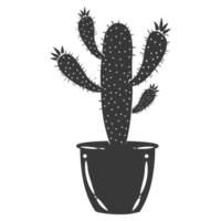 AI generated Silhouette cactus plant in the vase black color only png