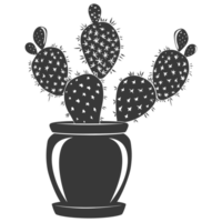 AI generated Silhouette cactus plant in the vase black color only png