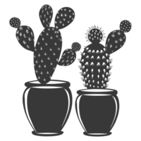 AI generated Silhouette cactus plant in the vase black color only png