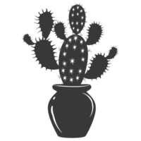 ai generiert Silhouette Kaktus Pflanze im das Vase schwarz Farbe nur png