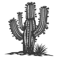 AI generated Silhouette cactus plant black color only png