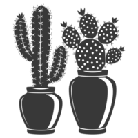 AI generated Silhouette cactus plant in the vase black color only png