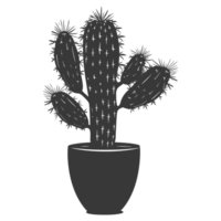 ai généré silhouette cactus plante dans le vase noir Couleur seulement png