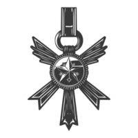 ai generiert Silhouette Krieg Medaille von Ehre schwarz Farbe nur png