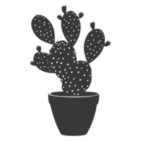 AI generated Silhouette cactus plant in the vase black color only png