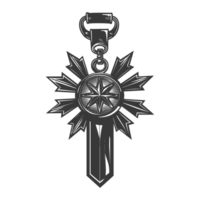 AI generated Silhouette war medal of honor black color only png