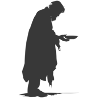 AI generated Silhouette beggar black color only full body png