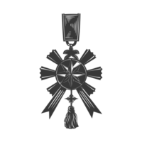 AI generated Silhouette war medal of honor black color only png