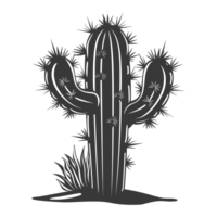 AI generated Silhouette cactus plant black color only png