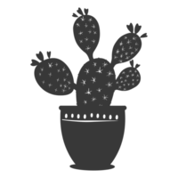 AI generated Silhouette cactus plant in the vase black color only png