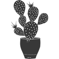 ai generado silueta cactus planta en el florero negro color solamente png