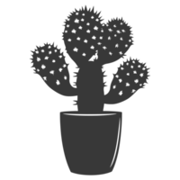 AI generated Silhouette cactus plant in the vase black color only png