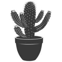 AI generated Silhouette cactus plant in the vase black color only png