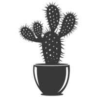 AI generated Silhouette cactus plant in the vase black color only png