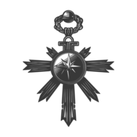 AI generated Silhouette war medal of honor black color only png