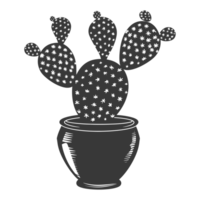 AI generated Silhouette cactus plant in the vase black color only png