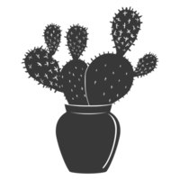 AI generated Silhouette cactus plant in the vase black color only png