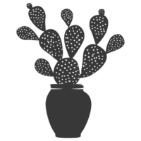 AI generated Silhouette cactus plant in the vase black color only png