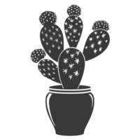 AI generated Silhouette cactus plant in the vase black color only png