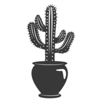 ai generado silueta cactus planta en el florero negro color solamente png