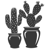 AI generated Silhouette cactus plant in the vase black color only png