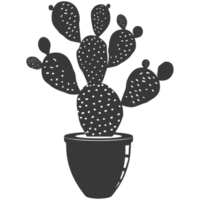 AI generated Silhouette cactus plant in the vase black color only png