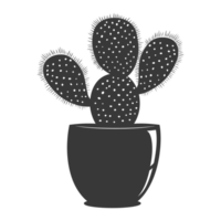 AI generated Silhouette cactus plant in the vase black color only png