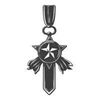 ai généré silhouette guerre médaille de honneur noir Couleur seulement png