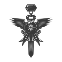 AI generated Silhouette war medal of honor black color only png