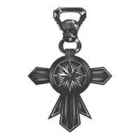 AI generated Silhouette war medal of honor black color only png