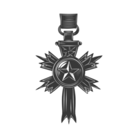 AI generated Silhouette war medal of honor black color only png