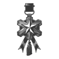 ai généré silhouette guerre médaille de honneur noir Couleur seulement png