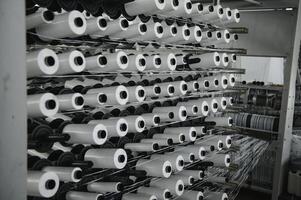Production of polypropylene yarn for making bags. photo