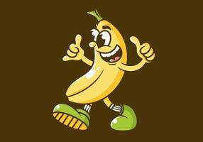 Cute banana mascot character cartoon in yellow color illustration. Isolated background vector